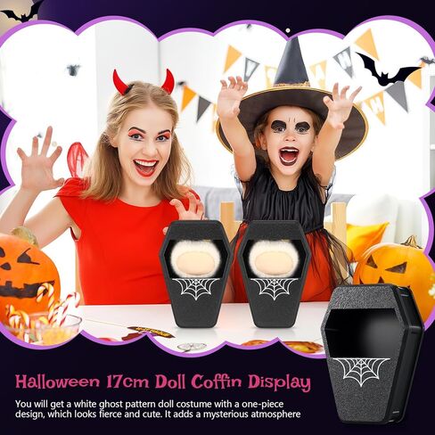 DOMBLE DOMBLE DOMBLE BOX HALLOWEEN 17CM ملحقات دمية COSSITORASES مع غطاء لـ 17 سم دمى ملابس العطلة GOTH GOTH Black Display Organizer Higders لعشاق اللباس ديي وجامعة in Saudi Arabia