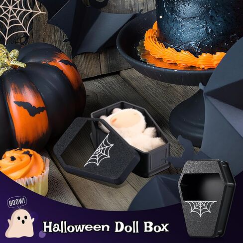 DOMBLE DOMBLE DOMBLE BOX HALLOWEEN 17CM ملحقات دمية COSSITORASES مع غطاء لـ 17 سم دمى ملابس العطلة GOTH GOTH Black Display Organizer Higders لعشاق اللباس ديي وجامعة in Saudi Arabia