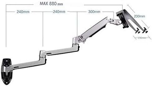 XSJ8013WT Wall Mount Laptop Holder Ultra Long Arm Aluminum Mechanical Spring Full Motion Laptop Mount Arm Monitor Holder Lapdesk (Black) in Saudi Arabia