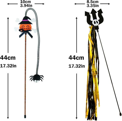 Halloween Cat Teaser Wand, 2 Pack Interactive Cat Wands Toys with Pumpkin Witch Spider and Trident Skull Tassels, Fun Exerciser for Kittens and Cats in Saudi Arabia