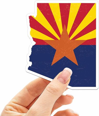 Arizona Flag Bumper Sticker in 2 Sizes - Cool AZ Sticker for Hydroflask - Cute Southwest Decals for Laptop (Large - 4.5" Bumper Sticker) in Saudi Arabia