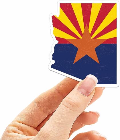 Arizona Flag Bumper Sticker in 2 Sizes - Cool AZ Sticker for Hydroflask - Cute Southwest Decals for Laptop (Large - 4.5" Bumper Sticker) in Saudi Arabia