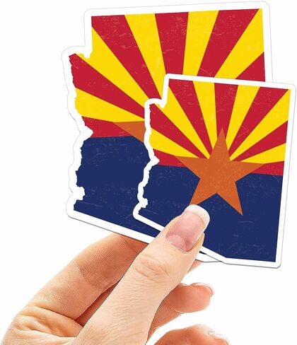 Arizona Flag Bumper Sticker in 2 Sizes - Cool AZ Sticker for Hydroflask - Cute Southwest Decals for Laptop (Large - 4.5" Bumper Sticker) in Saudi Arabia