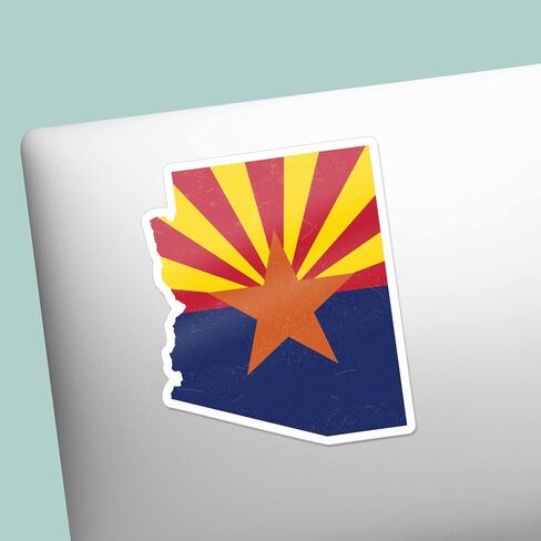 Arizona Flag Bumper Sticker in 2 Sizes - Cool AZ Sticker for Hydroflask - Cute Southwest Decals for Laptop (Large - 4.5" Bumper Sticker) in Saudi Arabia