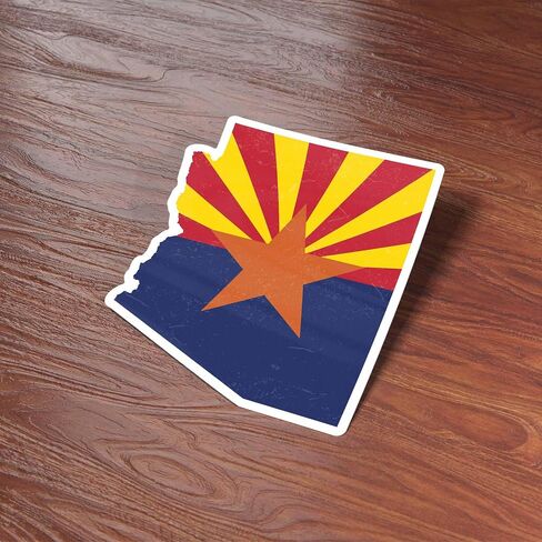 Arizona Flag Bumper Sticker in 2 Sizes - Cool AZ Sticker for Hydroflask - Cute Southwest Decals for Laptop (Large - 4.5" Bumper Sticker) in Saudi Arabia