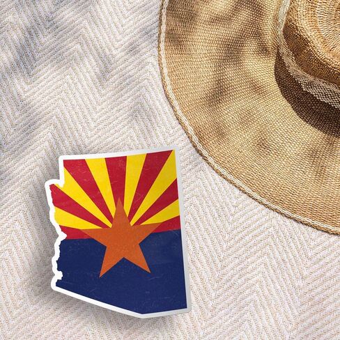 Arizona Flag Bumper Sticker in 2 Sizes - Cool AZ Sticker for Hydroflask - Cute Southwest Decals for Laptop (Large - 4.5" Bumper Sticker) in Saudi Arabia