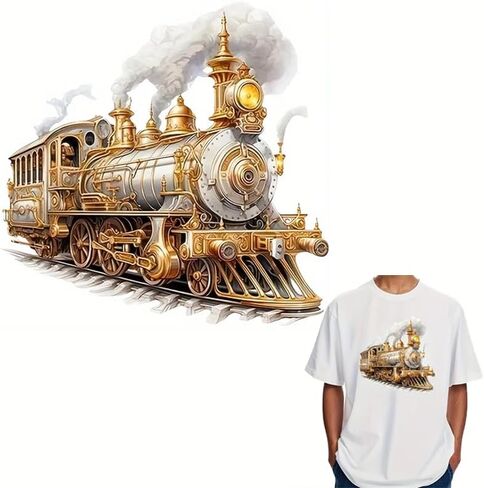 Vintage Train Iron On Transfers for T-Shirts Rub on Transfers Stickers Vinyl Ready to Press Stickers Iron on Decals for T-Shirts Clothing Hoodie DIY Crafts in Saudi Arabia