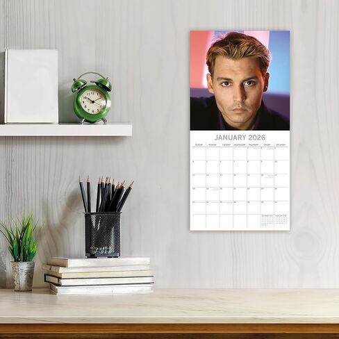 2026 Square Wall Calendar - Johnny Depp 12 x 12 Inch Monthly View, 16-Month, Icons Theme, Includes 180 Reminder Stickers in Saudi Arabia