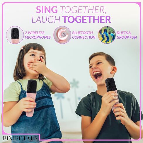 Karaoke Machine for Kids - Portable Karaoke Speaker for Girls with 2 Wireless Bluetooth Microphones and Party Lights - Pink Unicorn Design – Best Gift for Girls Ages 6–12, Teens & Little Singers in Saudi Arabia
