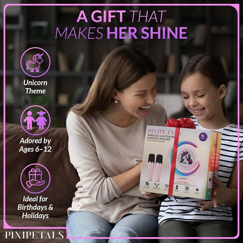 Karaoke Machine for Kids - Portable Karaoke Speaker for Girls with 2 Wireless Bluetooth Microphones and Party Lights - Pink Unicorn Design – Best Gift for Girls Ages 6–12, Teens & Little Singers in Saudi Arabia