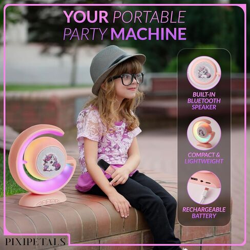 Karaoke Machine for Kids - Portable Karaoke Speaker for Girls with 2 Wireless Bluetooth Microphones and Party Lights - Pink Unicorn Design – Best Gift for Girls Ages 6–12, Teens & Little Singers in Saudi Arabia
