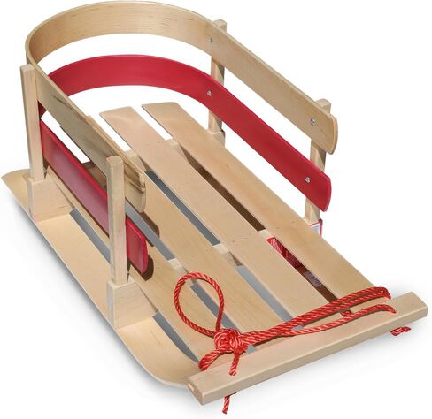 Flexible Flyer BCL-40 Premium Baby Sleigh. Toddler Boggan. Wooden Pull Sled for Kids,Red , 29 x 14 x 11.5 inches in Kuwait