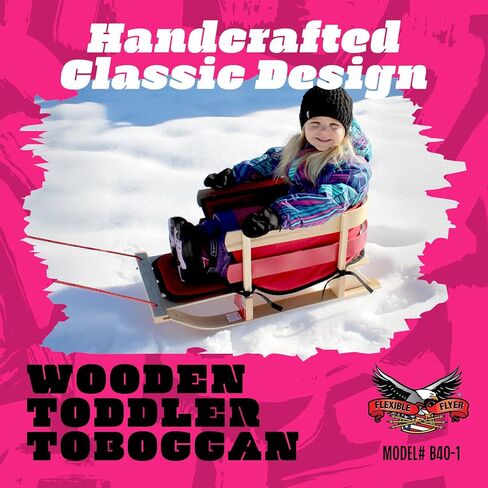 Flexible Flyer BCL-40 Premium Baby Sleigh. Toddler Boggan. Wooden Pull Sled for Kids,Red , 29 x 14 x 11.5 inches in Kuwait