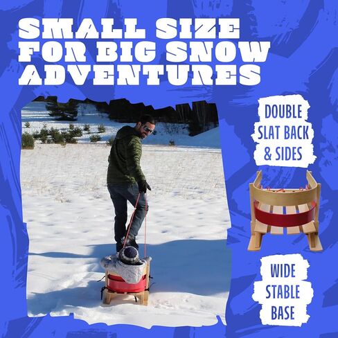 Flexible Flyer BCL-40 Premium Baby Sleigh. Toddler Boggan. Wooden Pull Sled for Kids,Red , 29 x 14 x 11.5 inches in Kuwait