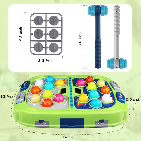 WAYKEE Whack Game Mole,Toy Gift for 3-12 Year Old Toddler Boys Girls | Interactive Learning Toys for 3 4 5 6+ Year Old Boys Girls Equipped with Double Hammers,Sound and Light in Saudi Arabia