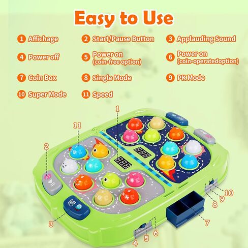 WAYKEE Whack Game Mole,Toy Gift for 3-12 Year Old Toddler Boys Girls | Interactive Learning Toys for 3 4 5 6+ Year Old Boys Girls Equipped with Double Hammers,Sound and Light in Saudi Arabia