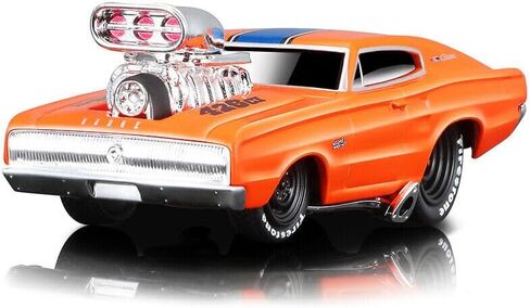 1966 Charger 426 C.I. برتقالي مع شريط أزرق 1/64 Diecast Model Car بواسطة Muscle Machines 15542or in Saudi Arabia