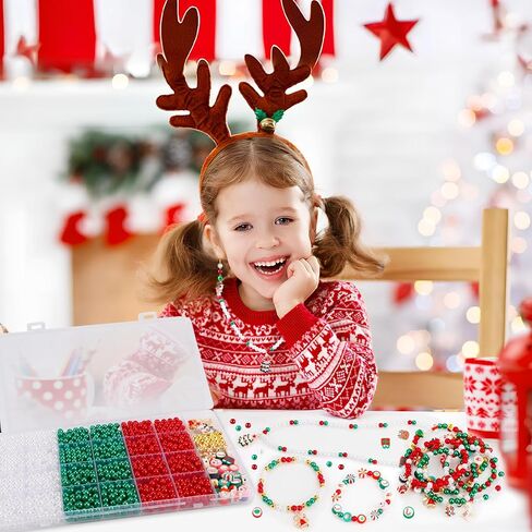 1285 PCS عيد الميلاد الخرز لصنع المجوهرات ، واللؤلؤ والبوليمر حبات سحر سحر الصداقة مجموعة لأقراط القلادة الحرفية DIY in Kuwait