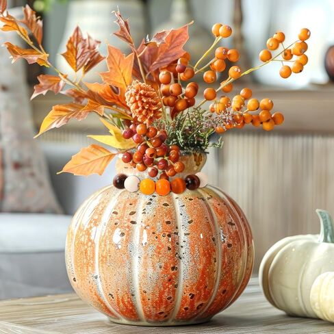 Whaline 240pcs Fall Craft Wood Beads Rustic Farmhouse Round Round Fleads with Hole Clougle Close Solid Solid Beads Garland for Autumn Harvest Halloween Decor Making Craft in Saudi Arabia