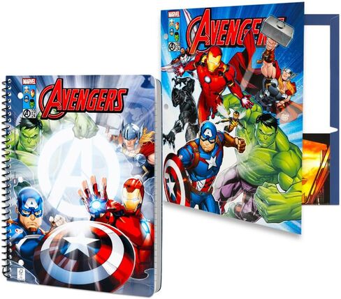 يعود Marvel Avengers إلى حزمة القيمة المدرسية - حزمة 12 PC مع Captain America Folder و Iron Man Notebook ، أقلام الرصاص ، ممحاة ، ملصقات ، المزيد للأطفال | اللوازم المدرسية الخارقة in Kuwait