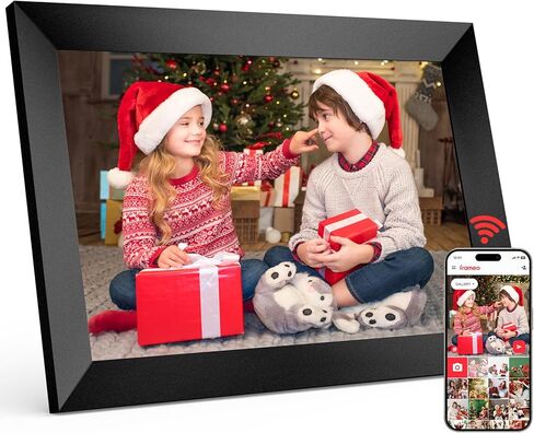 إطار صور رقمي FRAMEO واي فاي، إطار صور رقمي ذكي 10.1 بوصة إطار صور إلكتروني 64 جيجابايت وذاكرة الوصول العشوائي 2 جيجابايت مع شاشة لمس عالية الدقة 1280 × 800 IPS، إعداد سهل لمشاركة الصور ومقاطع الفيديو، هدية للأصدقاء in Kuwait