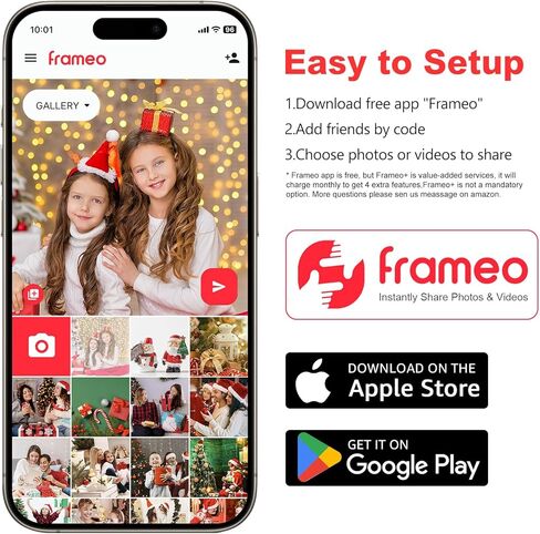 إطار صور رقمي FRAMEO واي فاي، إطار صور رقمي ذكي 10.1 بوصة إطار صور إلكتروني 64 جيجابايت وذاكرة الوصول العشوائي 2 جيجابايت مع شاشة لمس عالية الدقة 1280 × 800 IPS، إعداد سهل لمشاركة الصور ومقاطع الفيديو، هدية للأصدقاء in Kuwait