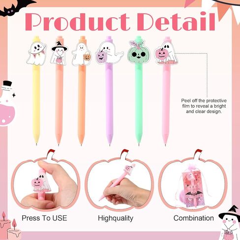 Epakh 96 Pcs Pink Halloween Party Gifts Bulk 24 Ghost Ballpoint Pens 24 Pumpkin Sticky Notes 24 Happy Halloween Cards with 24 Bags Boo Basket Gift for Classroom School Rewards Office Prize Supply in Saudi Arabia