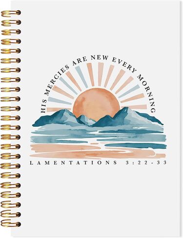 LADOCK Christian Sunrise Mountains Notebook, His Mercies Are New Every Morning Bible Verse Journal, Christian Gifts for Women Spiral Notebook, Prayer Scripture Journal, Faith Based Gifts, 5.5x8.3 in Saudi Arabia