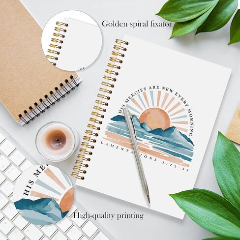 LADOCK Christian Sunrise Mountains Notebook, His Mercies Are New Every Morning Bible Verse Journal, Christian Gifts for Women Spiral Notebook, Prayer Scripture Journal, Faith Based Gifts, 5.5x8.3 in Saudi Arabia