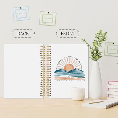 LADOCK Christian Sunrise Mountains Notebook, His Mercies Are New Every Morning Bible Verse Journal, Christian Gifts for Women Spiral Notebook, Prayer Scripture Journal, Faith Based Gifts, 5.5x8.3 in Saudi Arabia