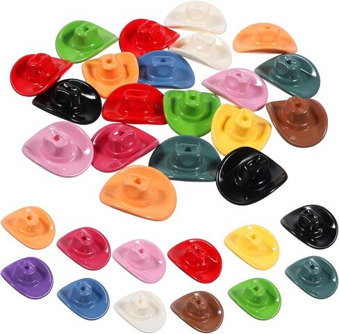 50 PCS Mini Western Cowboy Hat Bead ، 12 Colore Cowboy Hat Thempter acrylic jods ، expls dile contull extrics diy crafts diy crafts in Kuwait