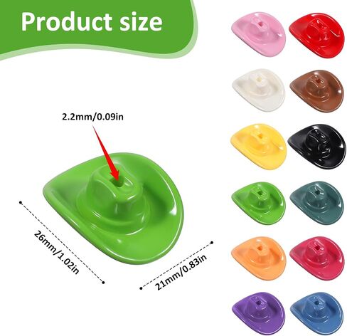 50 PCS Mini Western Cowboy Hat Bead ، 12 Colore Cowboy Hat Thempter acrylic jods ، expls dile contull extrics diy crafts diy crafts in Kuwait