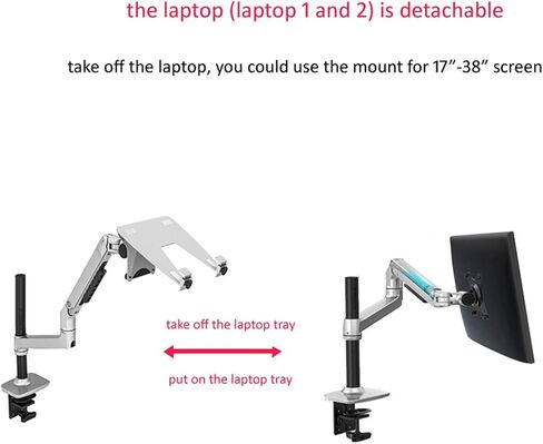 Dl-8012Lp 17" Laptop Desktop Stand Full Motion 17-38" Monitor Holder Mechanical Spring Arm Aluminum Support 3-11Kg(45Cm Silver) in Saudi Arabia