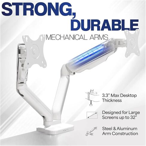 Dual Monitor Mechanical Spring Desk Stand fits Computer Screens up to 32 inches in Saudi Arabia