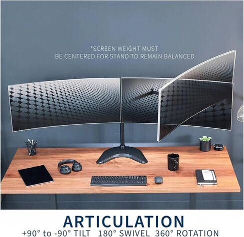 Freestanding Dual Monitor Desk Stand for Ultra-Wide Computer Screens up to 38 Inches in Saudi Arabia