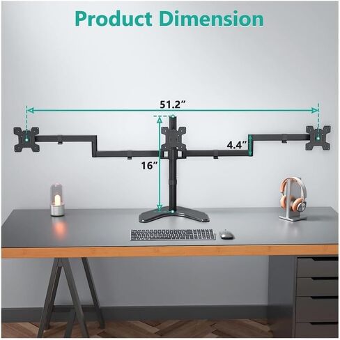 Monitor Stand, Three-Screen Monitor Stand Supports Up to 27 Inch Monitors with A Maximum Force of 10 Kg Per Head, for Home, Office in Kuwait
