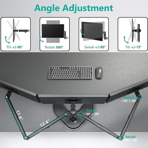 Monitor Stand, Three-Screen Monitor Stand Supports Up to 27 Inch Monitors with A Maximum Force of 10 Kg Per Head, for Home, Office in Kuwait