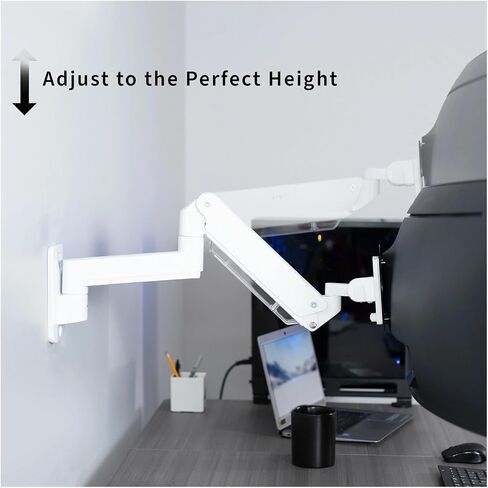 White Single Super Pneumatic Wall Mount, Monitor Stand for 49 inches in Saudi Arabia