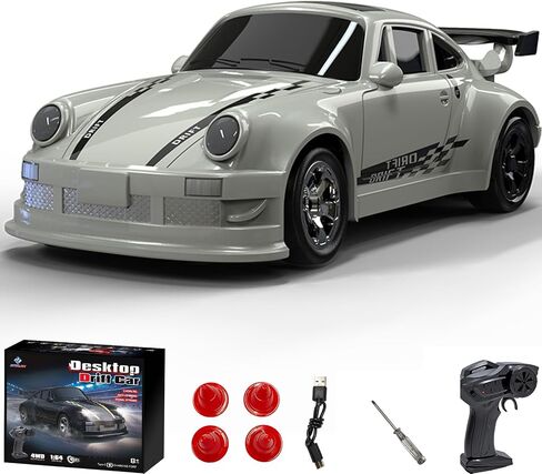 سيارة RC Drift ، سيارة RC 1/64 مع مصابيح LED ، 2.4 جيجا هرتز 4WD سيارات التحكم عن بعد ، وسباق سطح المكتب ، والهدايا ولعب الألعاب المناسبة للبالغين (أبيض) in Kuwait