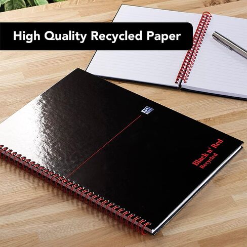 Oxford Black n' Red A4 Recycled Glossy Hardback Wirebound Notebook Ruled 140 Page, Pack of 3 in Saudi Arabia