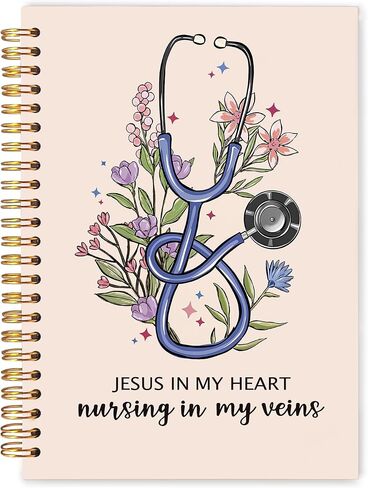 WARDOS Nurse Spiral Notebook Journal 5.5x8.3, Nurse Appreciation Gifts, Floral Stethoscope Nursing Journal for Women, Best Gifts for Nurses Notebook in Saudi Arabia