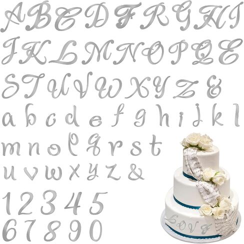 64Pcs Acrylic Alphabet Number Cake Topper DIY Personalized Name Cupcake Toppers with A-Z Letter 0-9 Number Happy Birthday and Happy Anniversary for Wedding Baby Shower Party Supplies (Silver) in Saudi Arabia