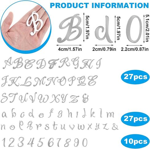 64Pcs Acrylic Alphabet Number Cake Topper DIY Personalized Name Cupcake Toppers with A-Z Letter 0-9 Number Happy Birthday and Happy Anniversary for Wedding Baby Shower Party Supplies (Silver) in Saudi Arabia