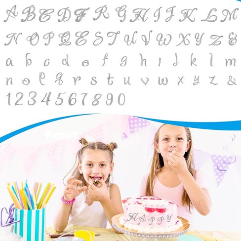 64Pcs Acrylic Alphabet Number Cake Topper DIY Personalized Name Cupcake Toppers with A-Z Letter 0-9 Number Happy Birthday and Happy Anniversary for Wedding Baby Shower Party Supplies (Silver) in Saudi Arabia