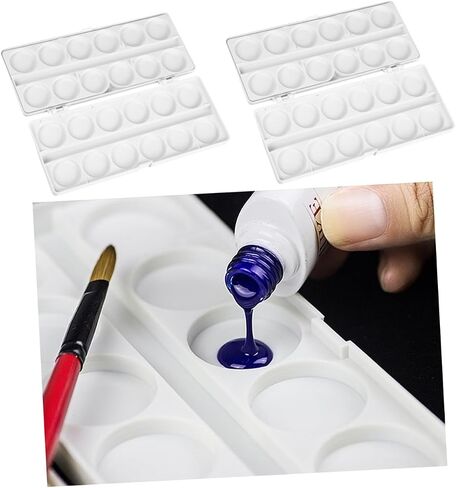 Angoily Watercolor Paint Palette Wet Palette Mixing Tray Gouache Plate for Ladies Double Plastic Plate Easy to Use for Painting and Nail Art in Saudi Arabia
