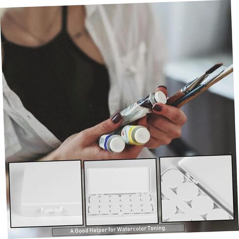 Angoily Watercolor Paint Palette Wet Palette Mixing Tray Gouache Plate for Ladies Double Plastic Plate Easy to Use for Painting and Nail Art in Saudi Arabia