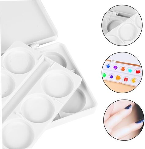 Angoily Watercolor Paint Palette Wet Palette Mixing Tray Gouache Plate for Ladies Double Plastic Plate Easy to Use for Painting and Nail Art in Saudi Arabia