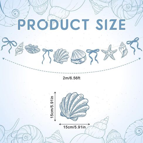 2Pack Blue Bow Starfish و Seashell Garland Ocean Seashell Decor in Saudi Arabia