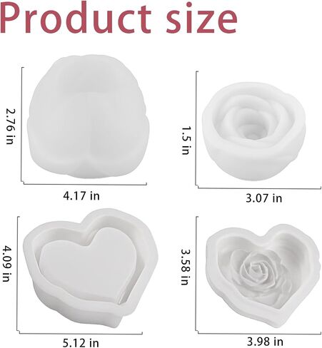 3D Rose Shaped Storage jar Mold (with lid) 2pcs, epoxy Resin Jewelry Box Mold, Romantic Rose Souvenir Container molds,DIY Crafts, Valentine's Day Gifts, candlesticks Candy Chocolate Storage Boxes. in Saudi Arabia