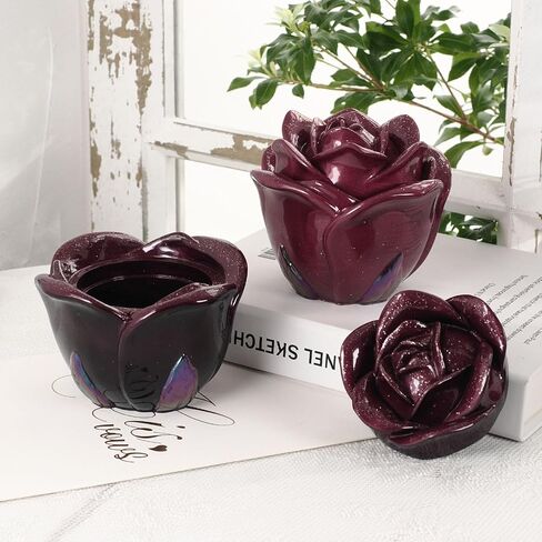 3D Rose Shaped Storage jar Mold (with lid) 2pcs, epoxy Resin Jewelry Box Mold, Romantic Rose Souvenir Container molds,DIY Crafts, Valentine's Day Gifts, candlesticks Candy Chocolate Storage Boxes. in Saudi Arabia